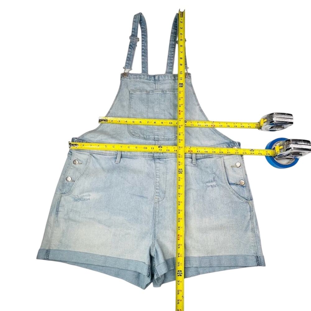 Old Navy Denim Shortalls XXL Light Wash Rolled Hem Cottagecore Casual - Picture 4 of 8